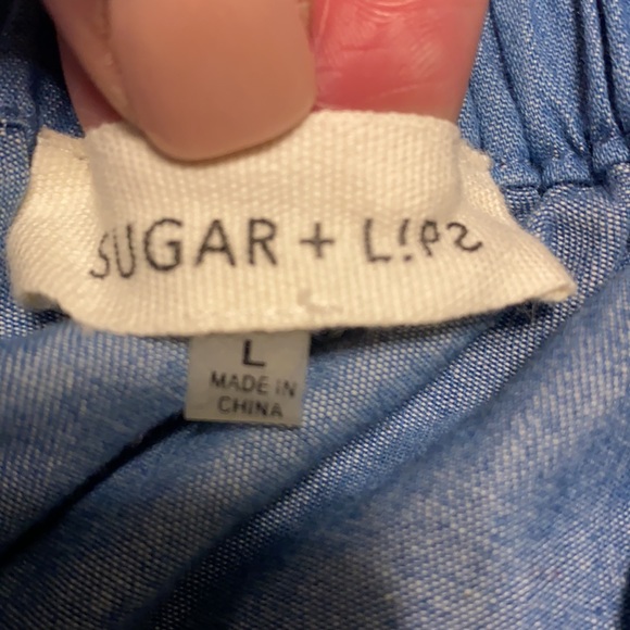 SUGAR LIPS off shoulder chambray embroidered dress - Picture 7 of 9